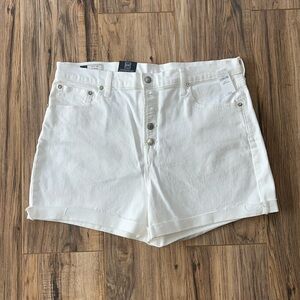 High Waisted White Demin Shorts